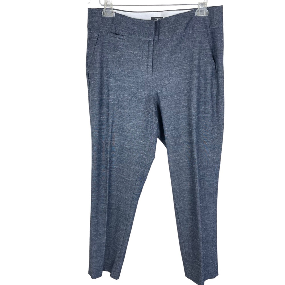 Ann Taylor Loft Julie Trouser Slate GrayTextured Career Tapered Ankle Size 10